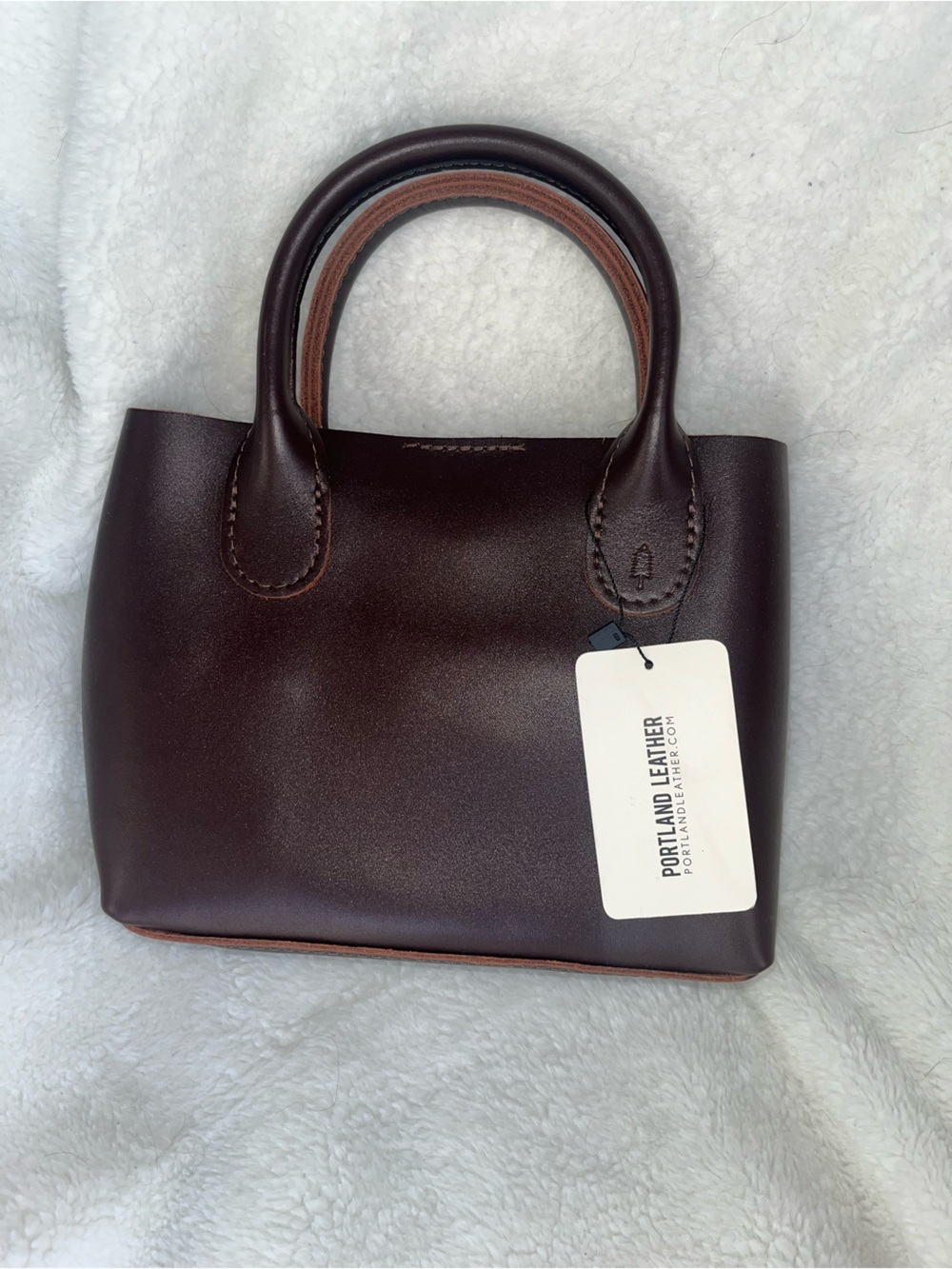 Portland Leather Raindrop crossbody bag Grizzly dark brown leather mini tote